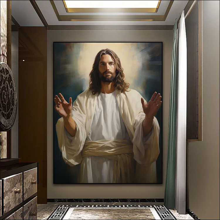 Jesus Figure Portrait Paintings on Canvas Art murals Modern Religion Arts Crystal LED diamond paintings