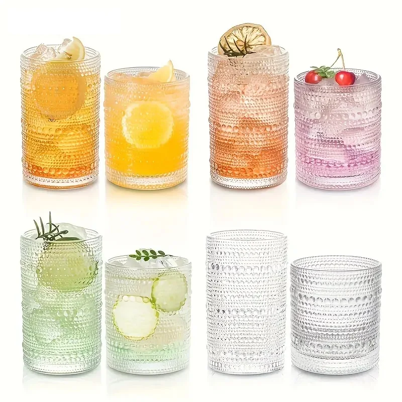 Whole Sale Vintage Glassware Hobnail Drinking Glasses Crystal Rock Shot Glass Whiskey Cup For Cocktail Glass Reusable