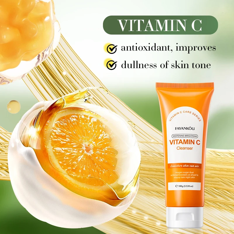OEM ODM FAYANKOU Whitening Brightening Vitamin C Facial Cleanser Makeup Removing Oil Control Deep Cleansing Face Wash