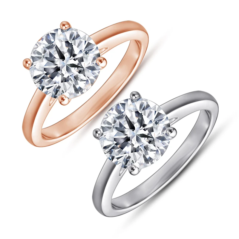 Кольцо для женщин 2.0ct круглой огранки Цирконий бриллиант кольцо Обручальное Свадебные 925 стерлингового