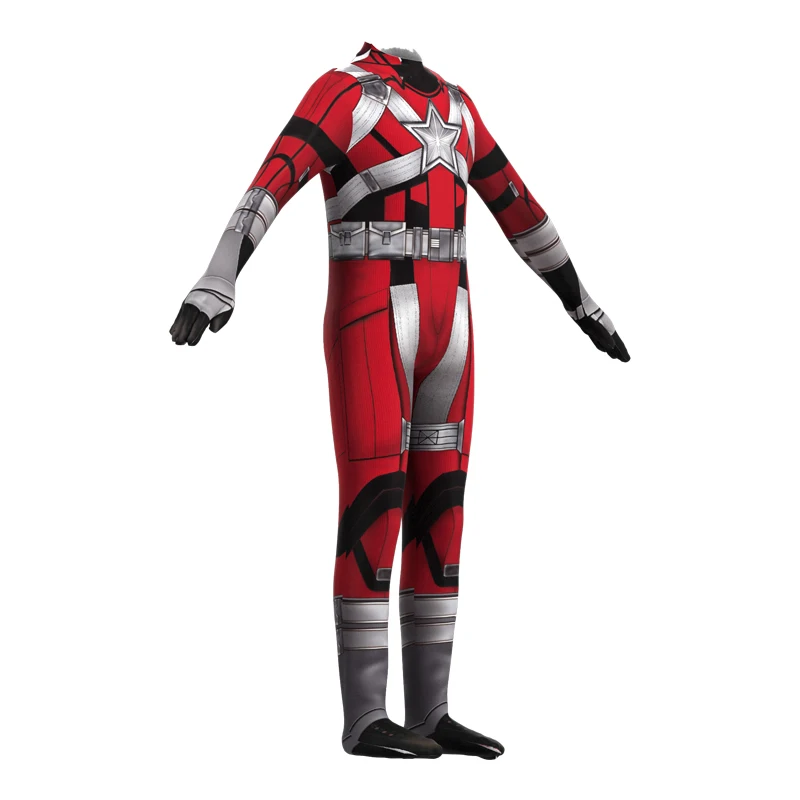 China Factory Winter Guardian Costume Superhero Red and White Guardian Zentai Suits for Men for Halloween TV & Movie Costumes