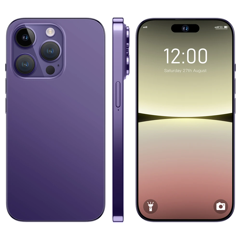 High quality mobile phone i14 Pro Max 4G/5G Hot Android phone 7.3inch 16gb+1t Dual SIM gaming smartphone