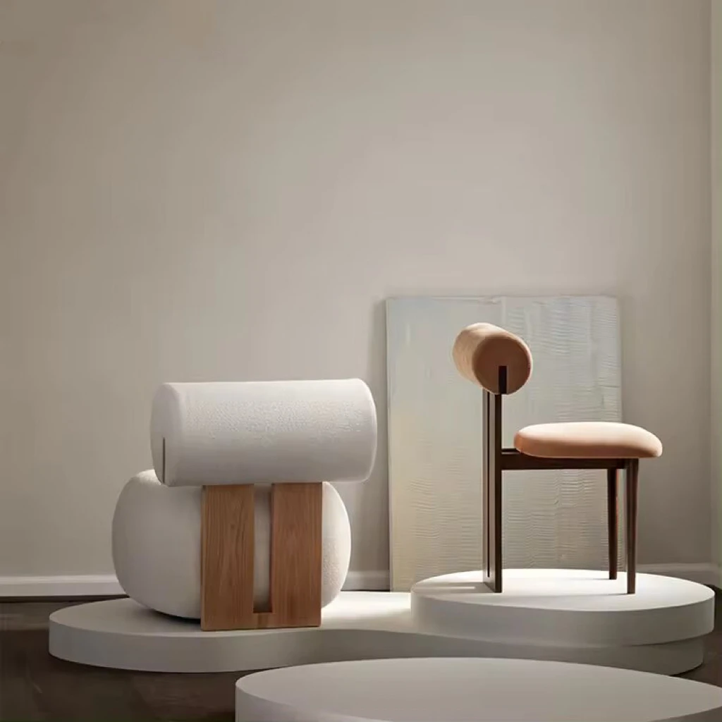Wabi-Sabi Nordic Design Leisure Ash Wood Chair Modern Lounge Accent Velvet Hotel Apartment Sofa Chairs
