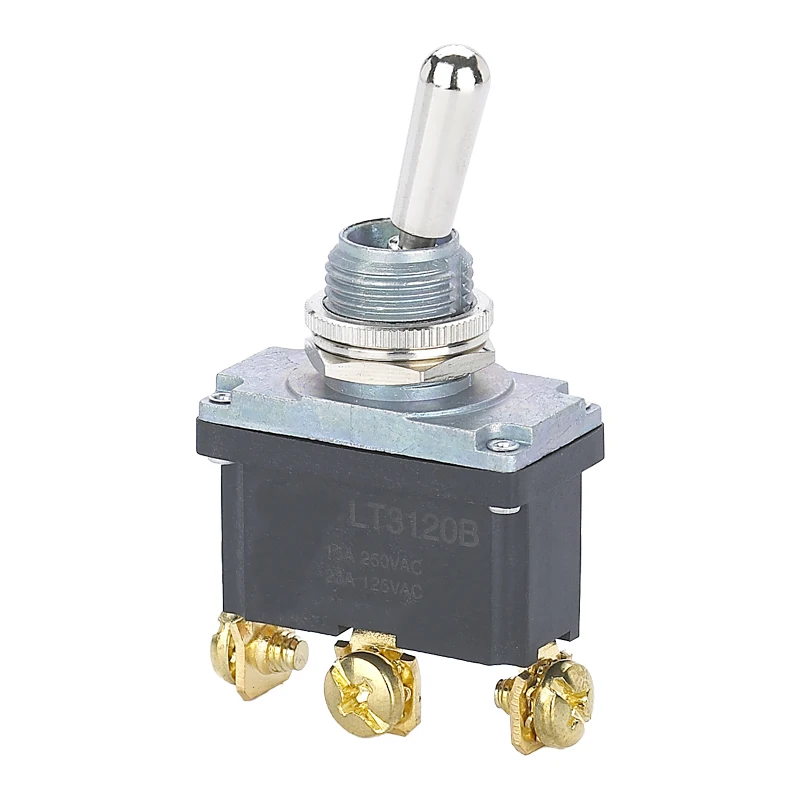LT3132B (ON)-OFF-(ON) 15A 125V 250VAC 3way IP67 12mm Auto Reset Waterproof metal Toggle Switch