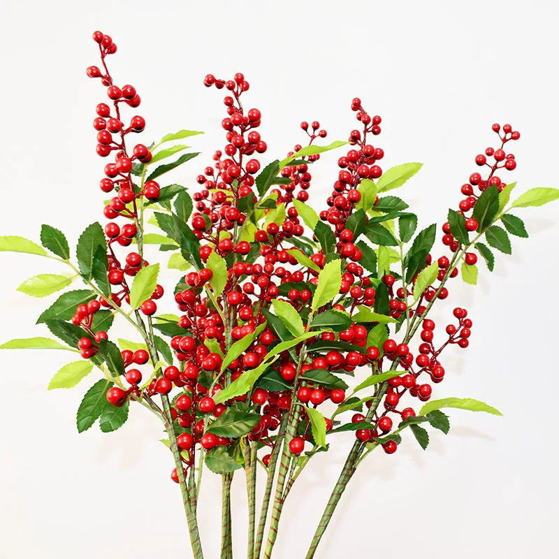 Factory direct christmas decorative artificial red berry flower for party wedding artificial strawberry flowers bunches