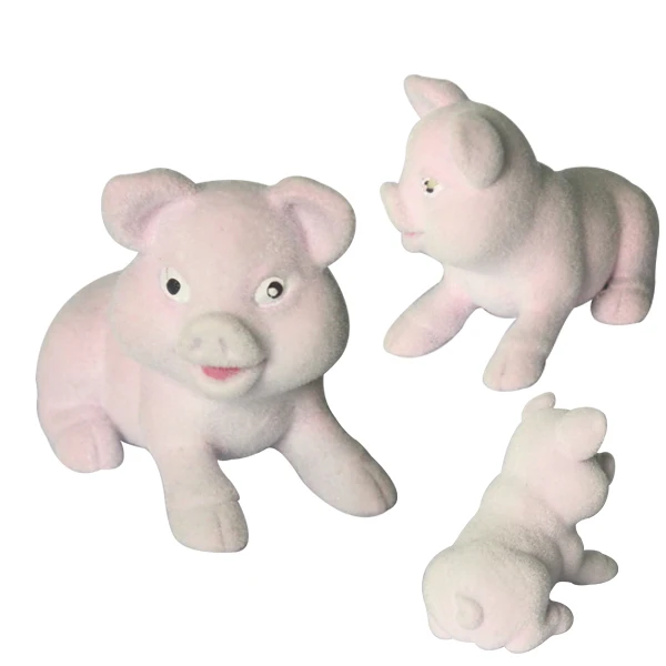 Novelty Design Vintage  Flocking Mimi Figure Cute Mini Pig shaped Cartoon Figures Children toys
