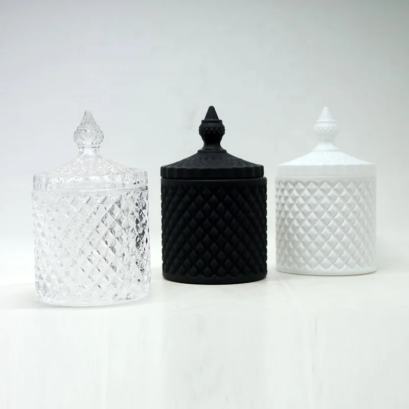 Luxury Black and White Classical Style Customizable Glass Candle Jars Transparent Old Fashioned Glass Cup
