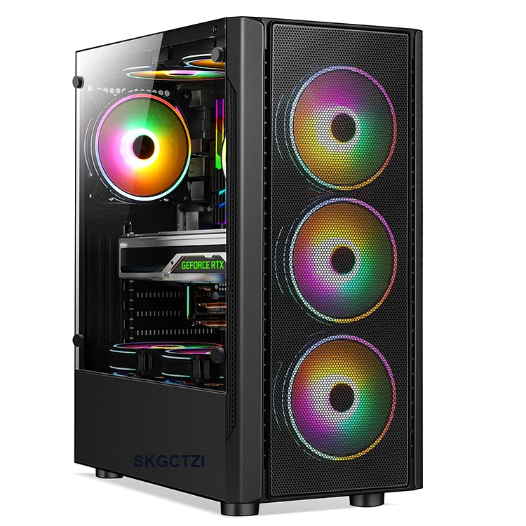 Gaming Case ATX PC Case 3.0USB Computer Case Tower Office Cabinet Support RGB Fans Glass Panels