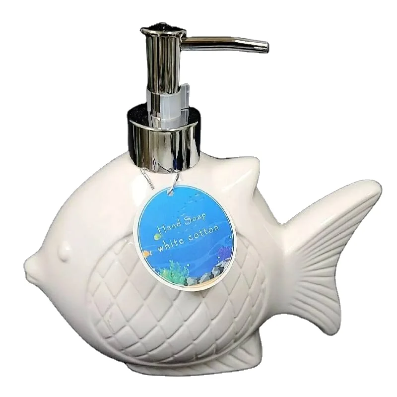 3D FIish with cotton Soap,Dispenser Silver Pump,Bath Shop Canada White Ceramic Soap Dispenser