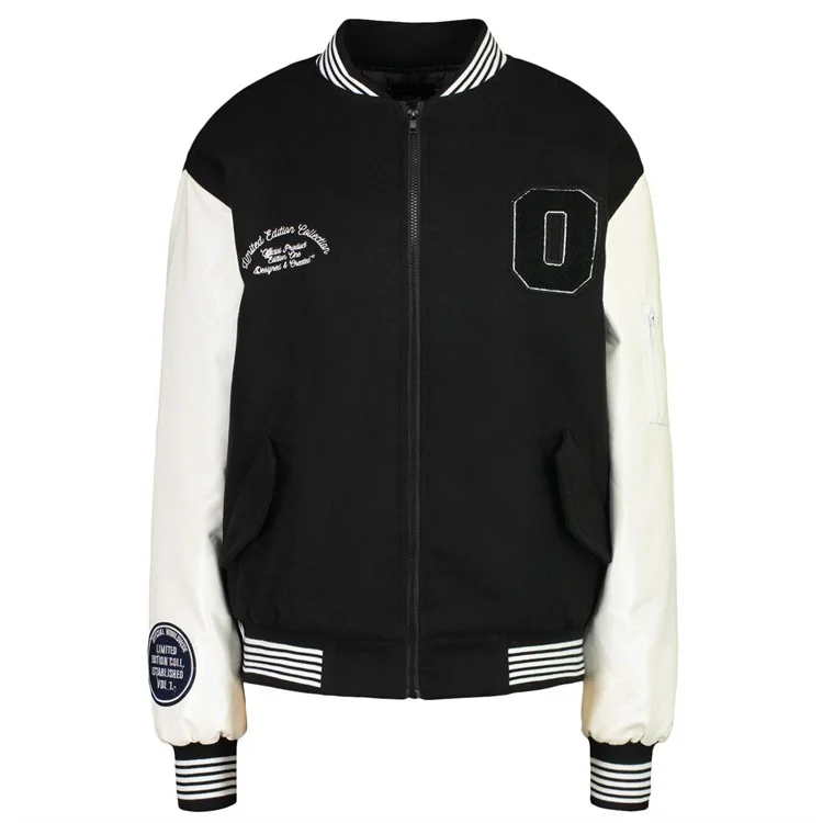 OEM кожаный рукав вышивка летучая Куртка бомбер varsity куртка для
