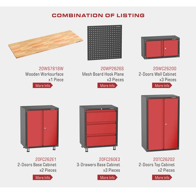 Kinbox 14pcs Garage Cabinet Storage Workbench Tool Cart Tool Trolley Workshop Metal Cabinet for Workshop