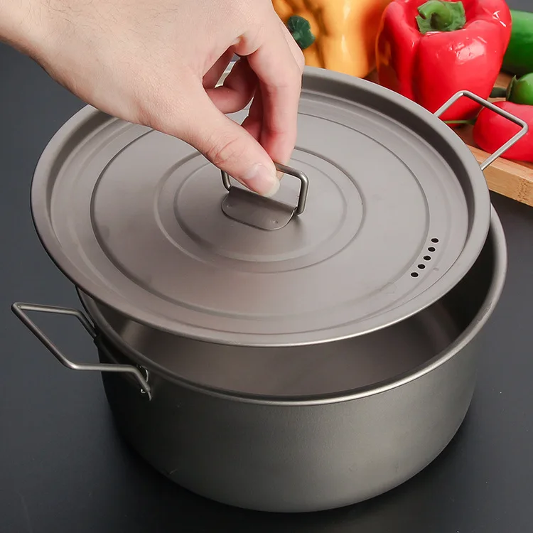 Titanium Pot 1600ml/1800ml for Outdoor Camping Backpacking Hiking Ultralight Portable Cooking Pot Camp Kitchen Cookware