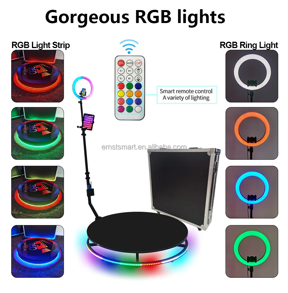 360 Photo Booth 360 Degre Portable Photo Booth Fill Light Machine Camera Ipad Selfie Video Free Accessories Automatic Spin