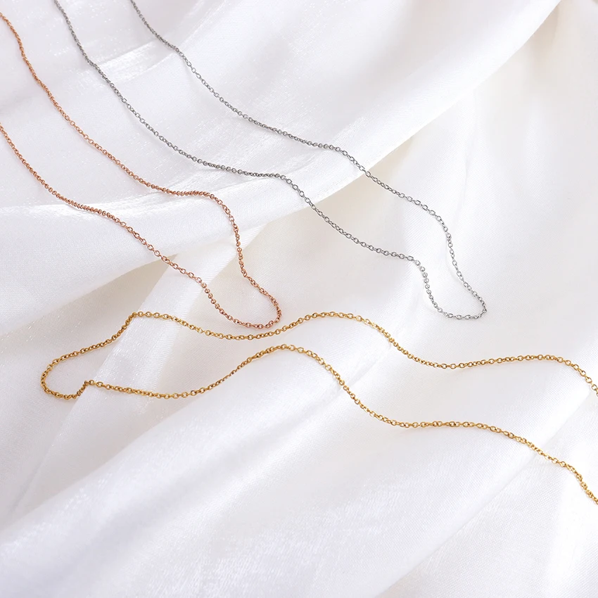 Wholesale Thin Rolo Chain Necklace Stainless Steel Minimalist O Link Chains Tarnish Free Waterproof Custom Bulk Cable Chain