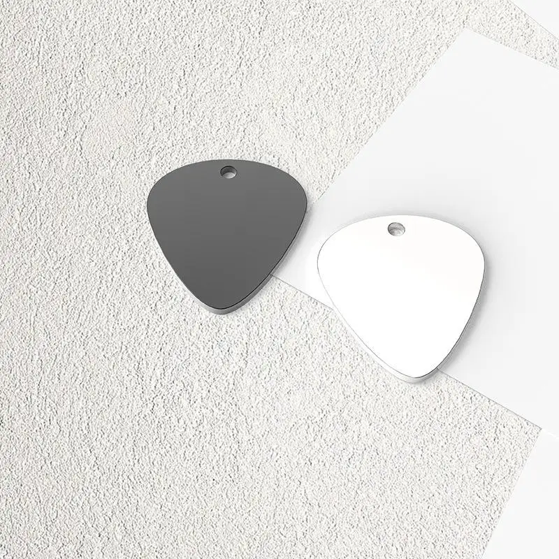 Wholesale DIY Laser Engraved logo Personality Stainless Steel Music Guitar Pick Shape Necklace Pendant Metal Label