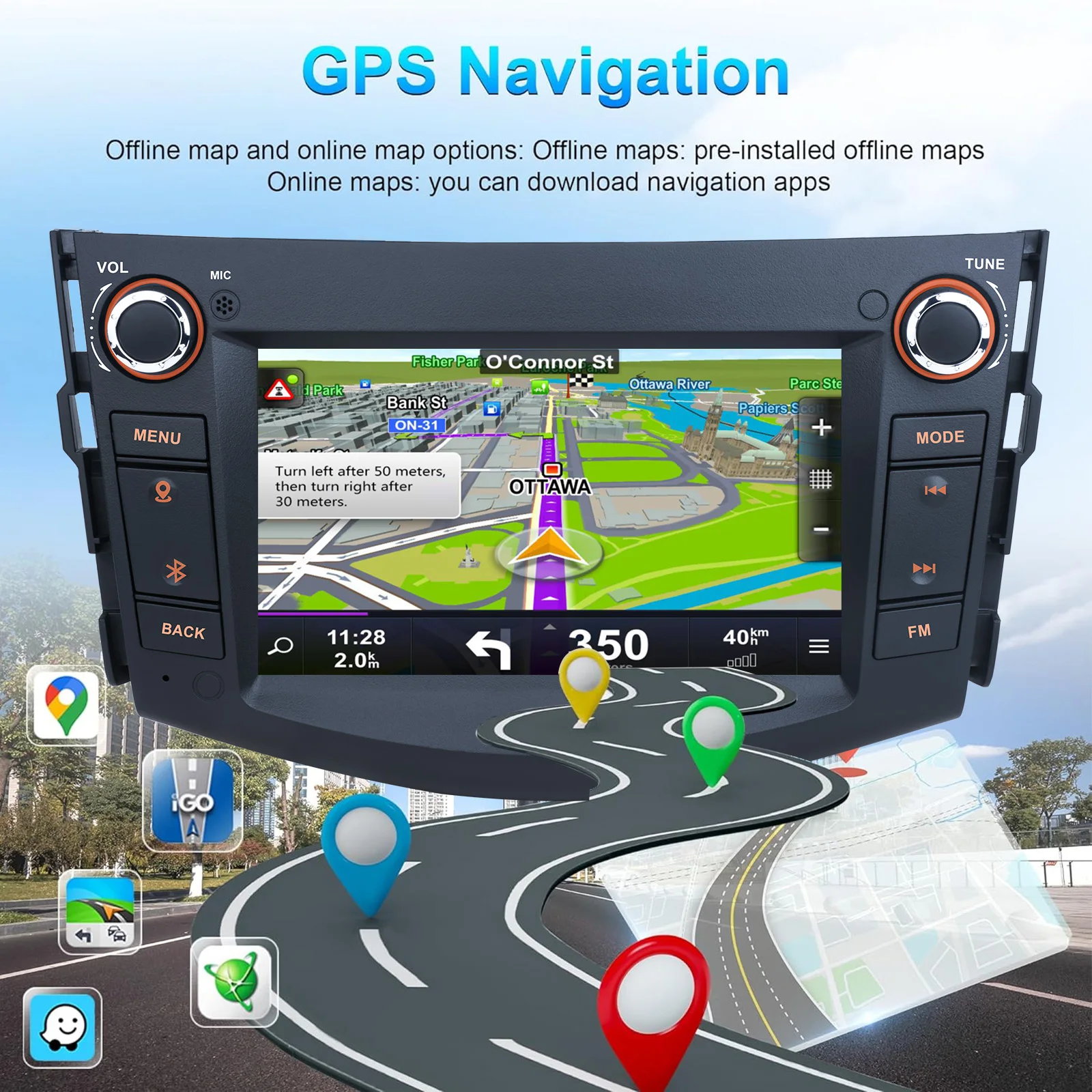 Автомобильный радиоприемник 32 Гб Android для Toyota Rav4 2006-2012 7 дюймов сенсорный экран GPS навигация Wi-Fi FM Carplay Auto