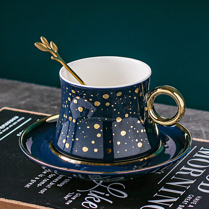 Flypeak New Nordic style luxury ceramic mugs coffee cup and saucer set tazas ceramic coffee cup tea cup sets