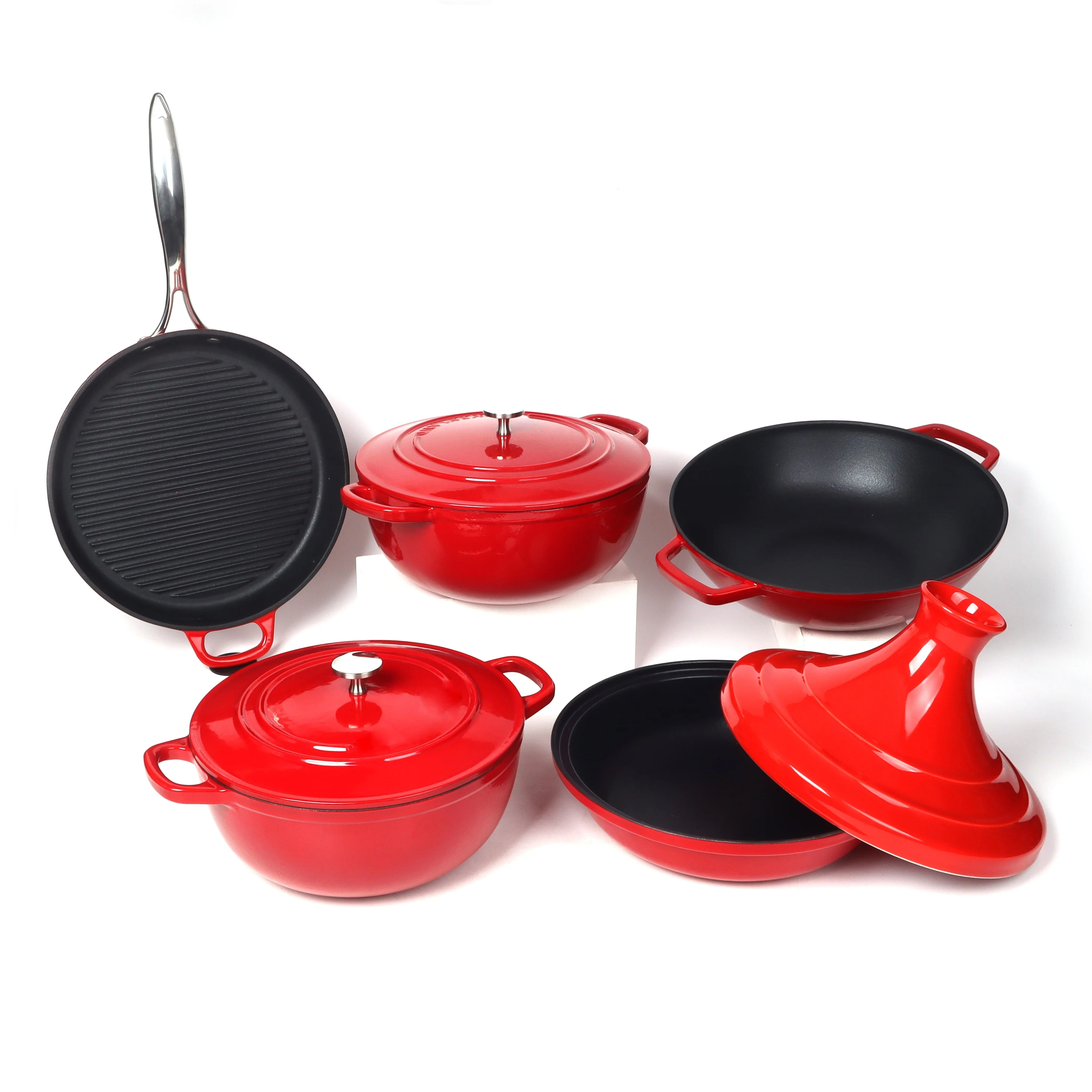 Non Stick Cast Iron Saucepan Cookware Sets Luxury Enamel Kitchenware Frying Pans Skillet Casserole Wok Pot