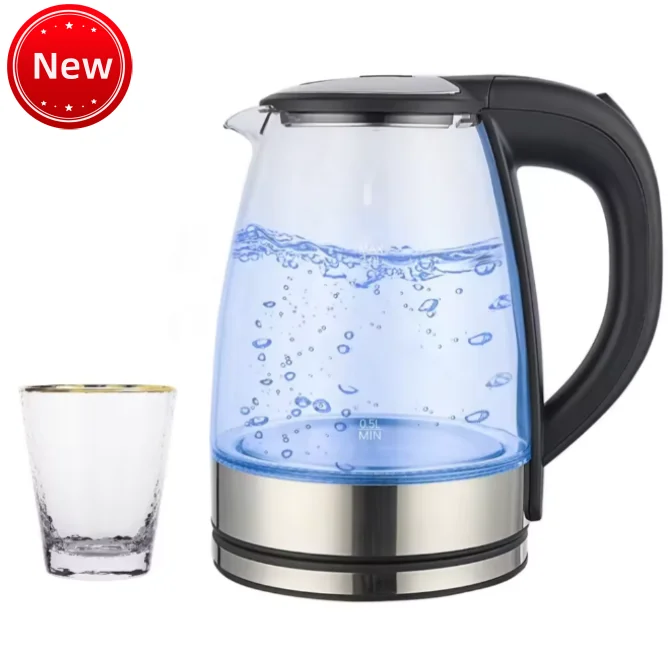 High Quality Large Capacity Classic Glass Kettle Pots 1.7Liter Electric Water Kettle With Led Light