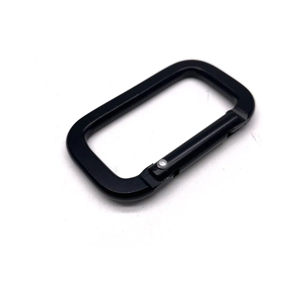 BT-A19 2 Inch Carabiner Black Sliver Rectangle Square Shaped Small Unique Aluminum Hooks Rectangular Carabiner Snap Hook Keychai
