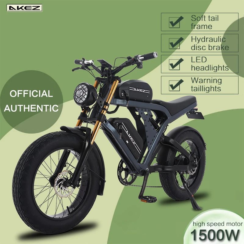 Adult Electric Bike 20 Inch Two Wheel Fat Tire Electric Bike With 48V 1500W Motor 36AH Lithium Battery