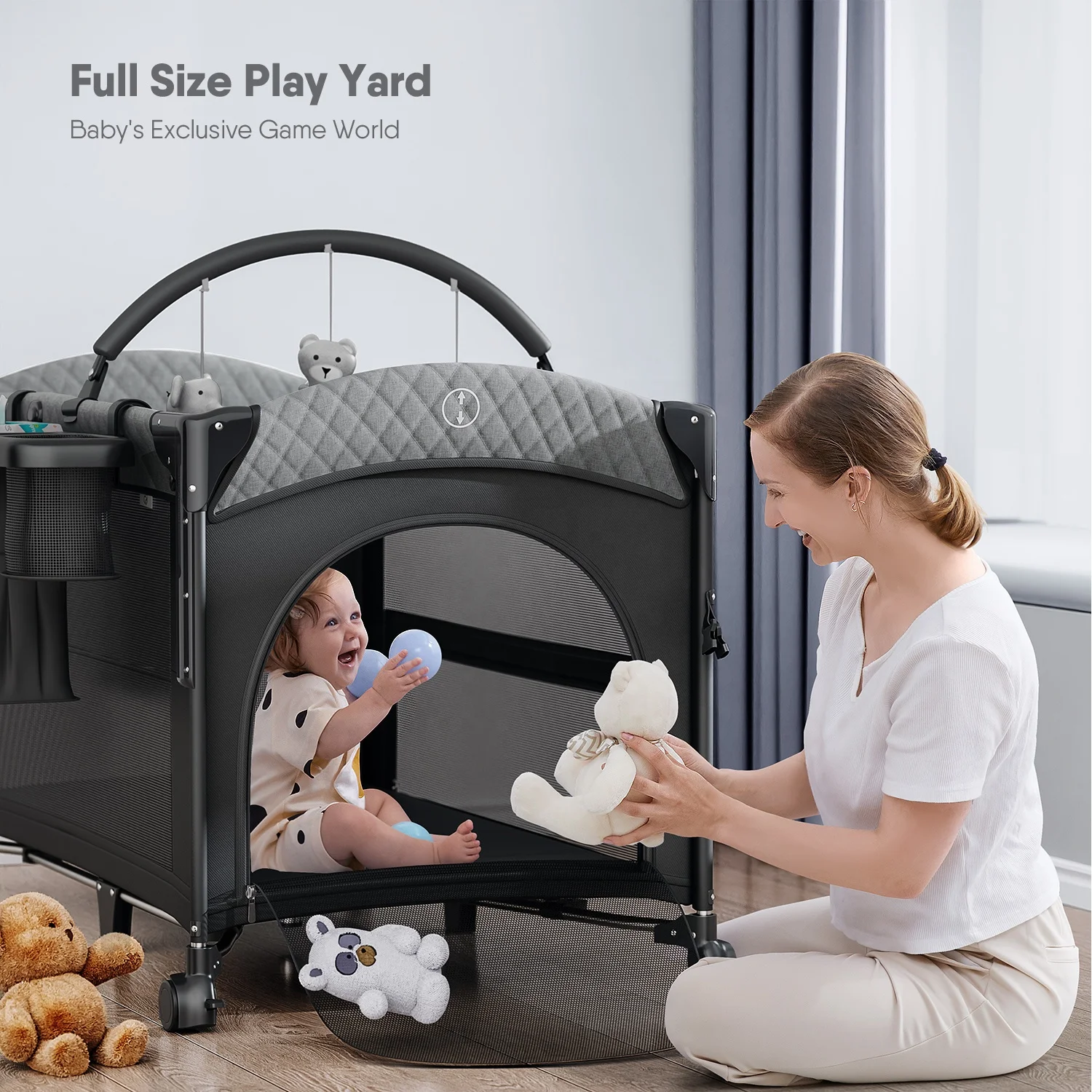 2024 Multi-functional baby play bed with mosquito net removable travel bed Cheap high quality luxury cribs in stock for 0-3years