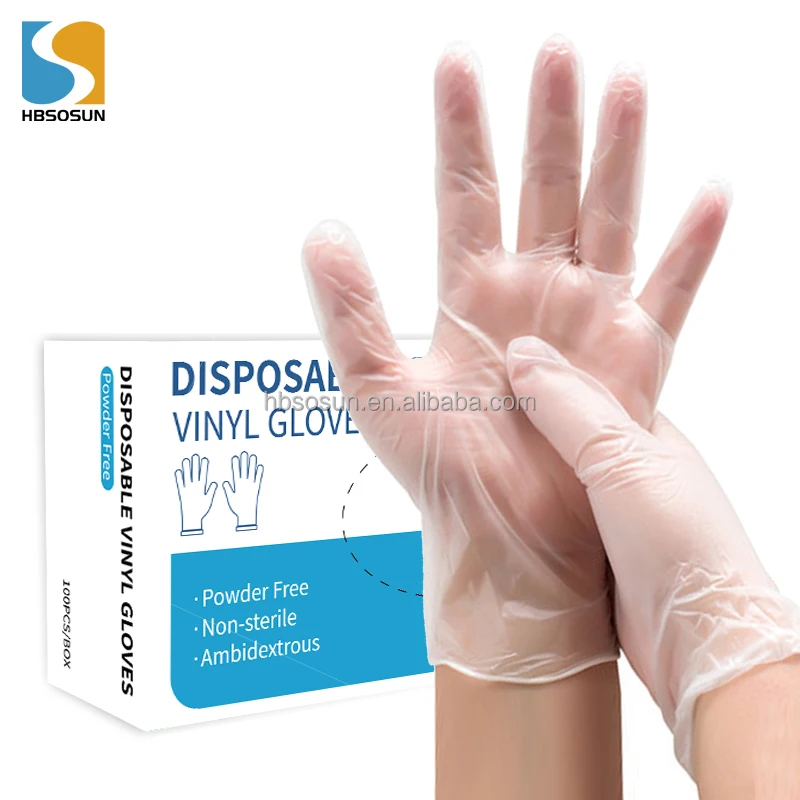 3 Mil 6mil Clear Powder Free Vinyl Gloves Manufacturer 100pcs Box Cheap for Food