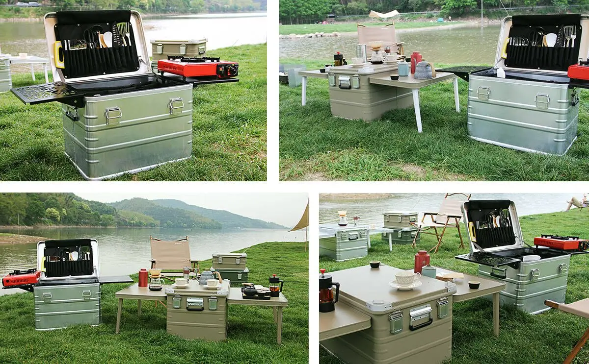 Уличная походная кухонная станция с кухонным ящиком и складным столиком уличные походные кухонные коробки