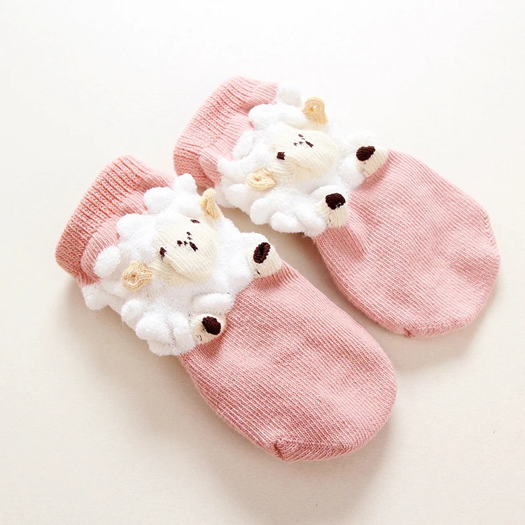 
Custom gift set newborn funny cute girl 3d carton organic non slip baby socks with grip 