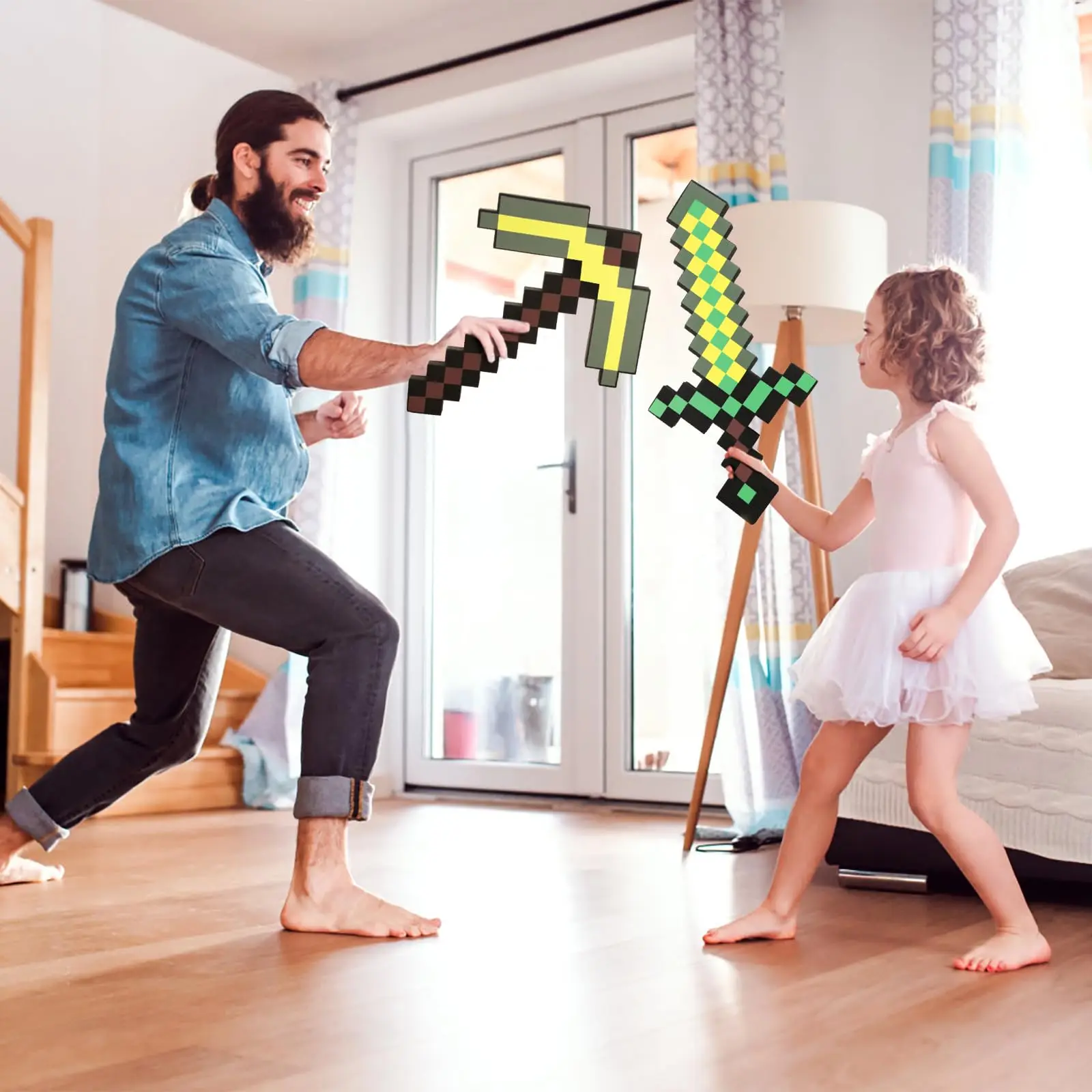 Pickaxe and Sword Toys,Game Transforming Kids Role-Play Accessory,Halloween,Christmas,Party Gifts for Video Game Fans