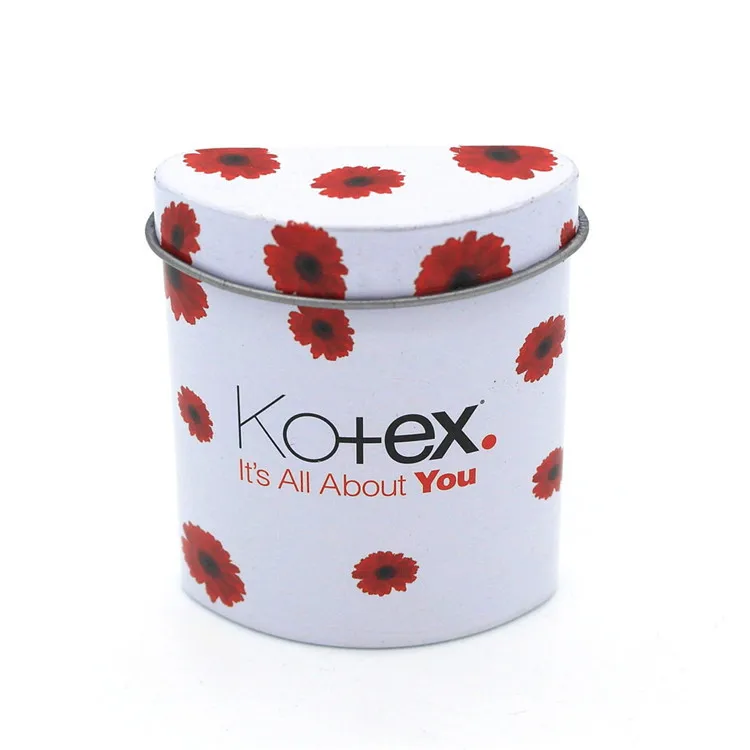 
Small half-elliptic tin can peppermints candy tin box printed simple flowers with hinge lid 
