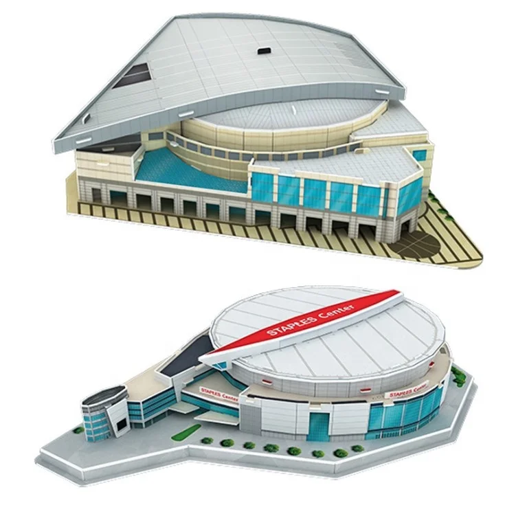 
New DIY 3D puzzle model Jigsaw LAKERS ROCKETS Warriors Basketball Stadium Arena Papercard Toy for children 