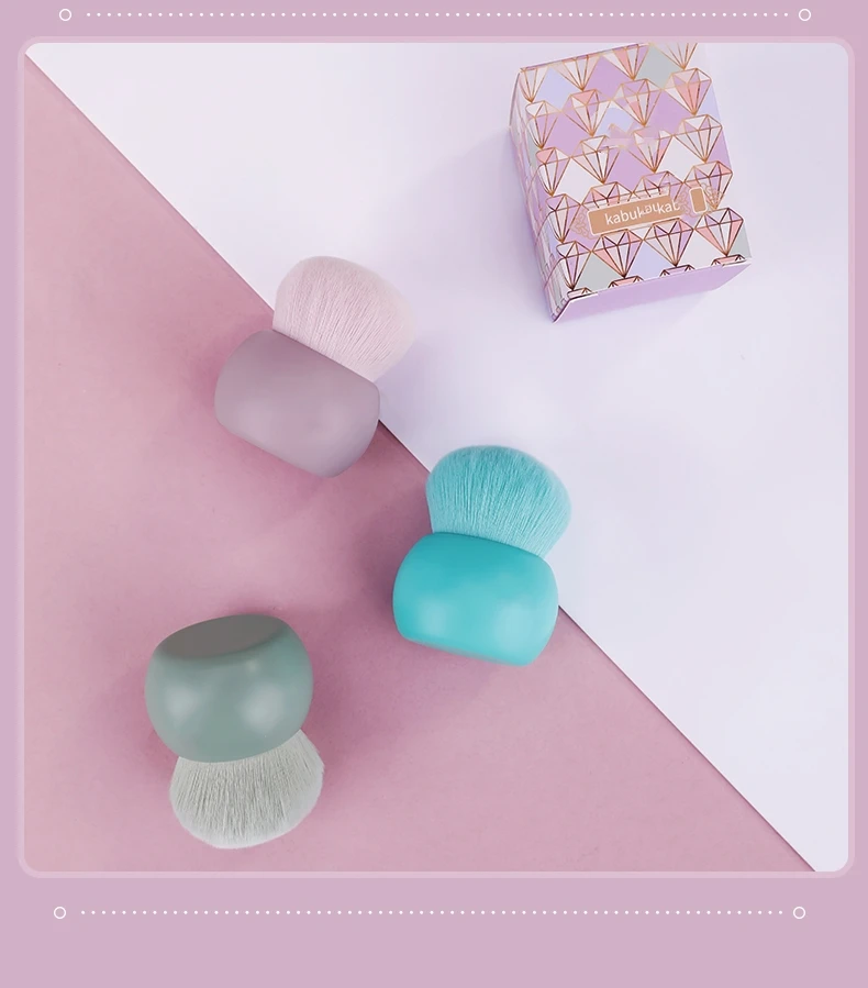 Purple Green Foundation Brush Kabuki Makeup Brushes Premium Synthetic Flat Foundation Kabuki Makeup