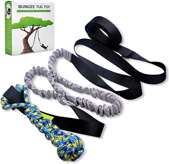 Outdoor Bungee Tug Toy, Dog Toy Hanging from Tree for Small to Large Dogs, Interactive Exercise Play Rope Cord & Tether Tug