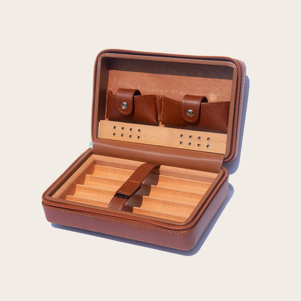 Портативный кожаный чехол для сигар