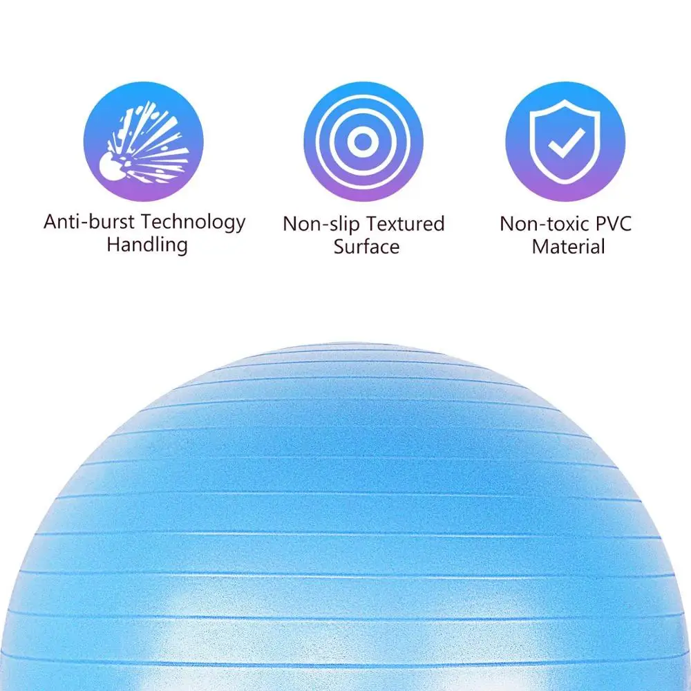 Exercise Ball for Yoga Stability Fitness Balance Birthing Workout Ball Chair with Quick Pump and Resistance Bands for Office