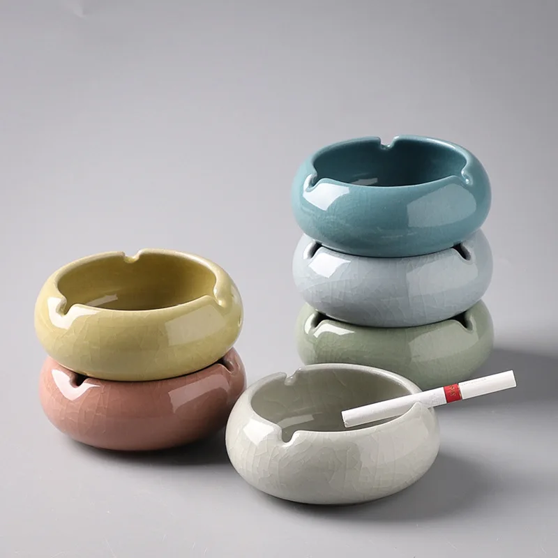 New Design Blue Brown Grey Color Elegant Support OEM ODM Ceramic Ashtray