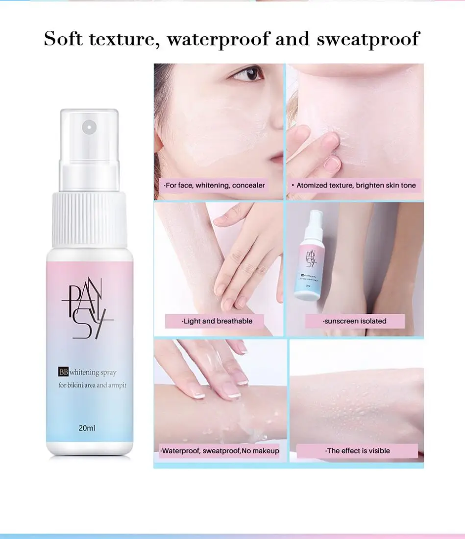 Pansly New Waterproof Body Sunscreen Skin Whitening Moisturizing Sunblock Concealer Refreshing Whole Body BB Whitening Spray
