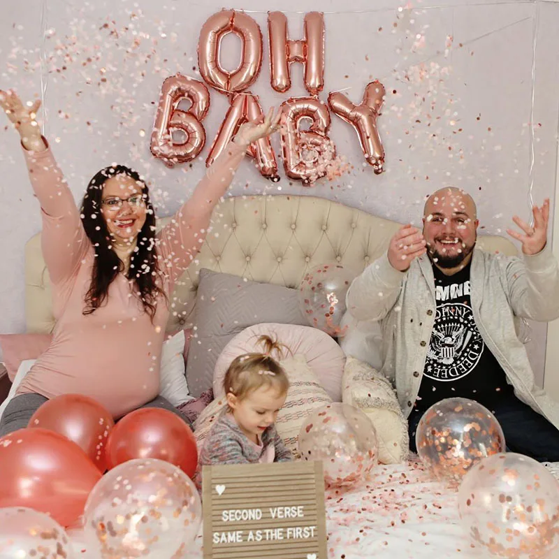 Rose Gold Foil Balloons OH BABY Foil Balloons Banner baby letter balloon set baby shower garland