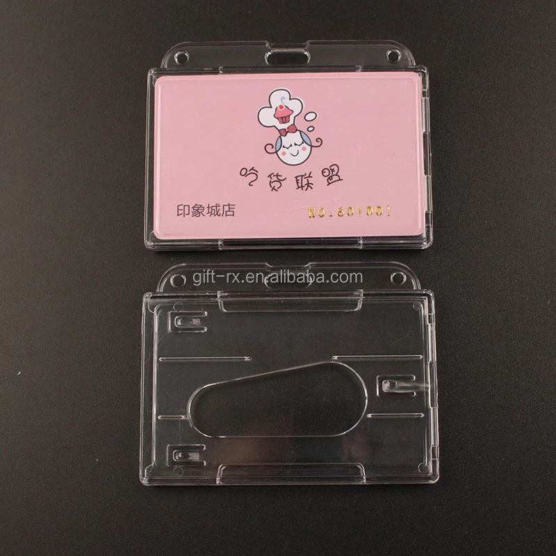 Vinyl Plastic Credit Card Holder Double Side Clear Badge Cover Transparent Horizontal Travel Card ID Badge Holders