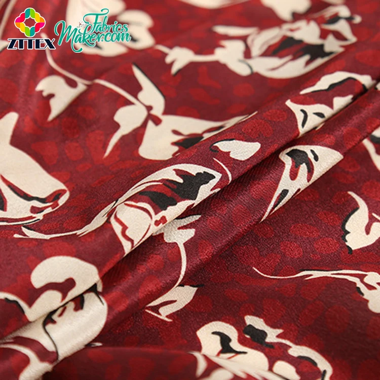 Material Fabrics Chineses  italian jacquard silk Textiles 100% polyester silk satin digital print fabric
