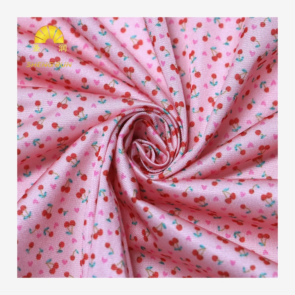 New Product Digital Custom Printing 100% Polyester Soft Small Cherry Printing 50D Oxford Fabric