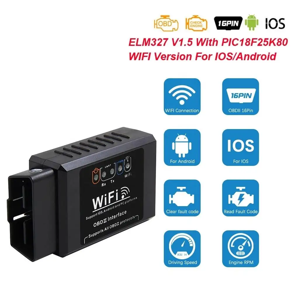 WIFI V1.5 Car Diagnostic Engine Check Reader OBD2 Wifi Scanner ELM327 Support IOS Android Symbia Windows Car Diagnostic Tool