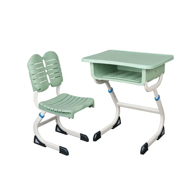modern plastic ergonomic single study table with chair school furniture classroom manufacture