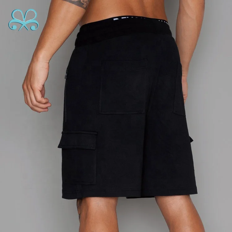 Best sale gym fitness black cargo shorts for man