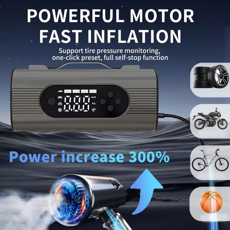 New Upgrade 8 in 1 12000mAh Car Jump Starter Air Pump 12V Air Compressor With Vacuum Cleaner QC3.0 Quick Charge