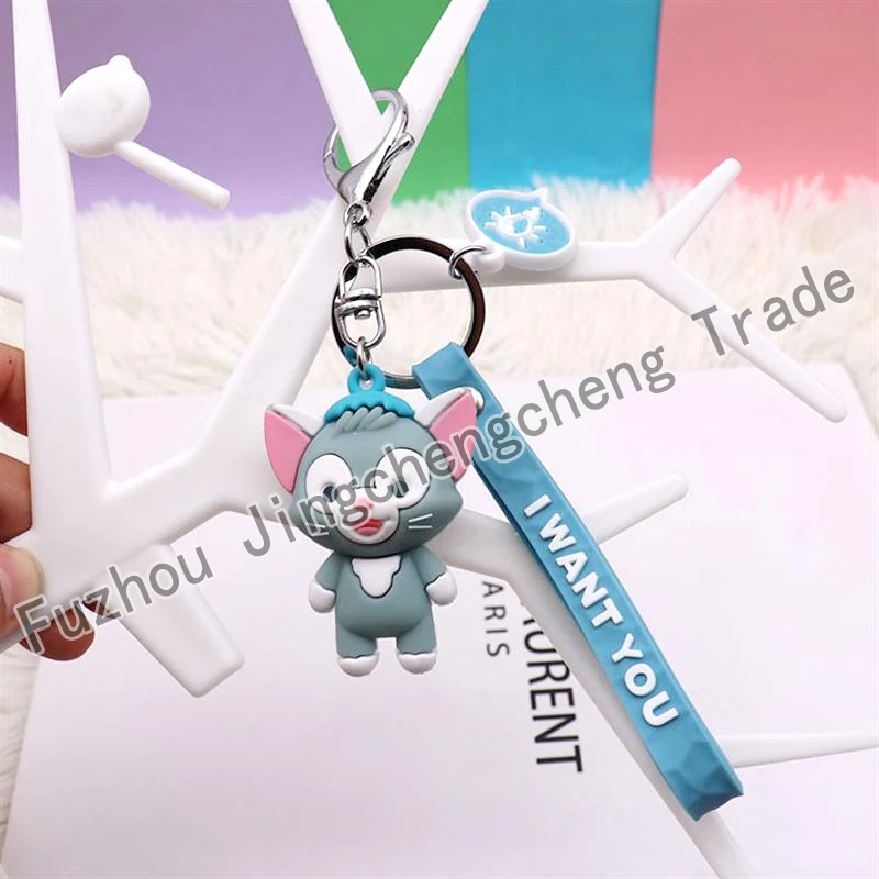 promotional products cheap Soft PVC llaveros anime Keychains Rubber Squirrel Pendant Key Rings Car Bag Decoration Accessories