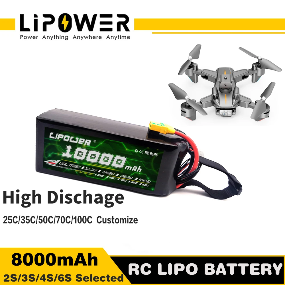 FPV 6S 10000mAh 12000 16000 22000mah Drone Battery 4S 6S 8S 22.2V 22.8V HV Lipo Batteries XT60 Connector for FPV UAV