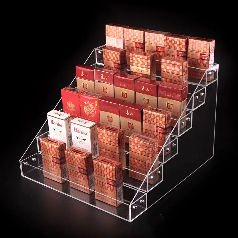 Acrylic Cigarette Packs Display Stand Supermarket Organizer Cigarette Shelves Desktop Storage Acrylic Display Rack