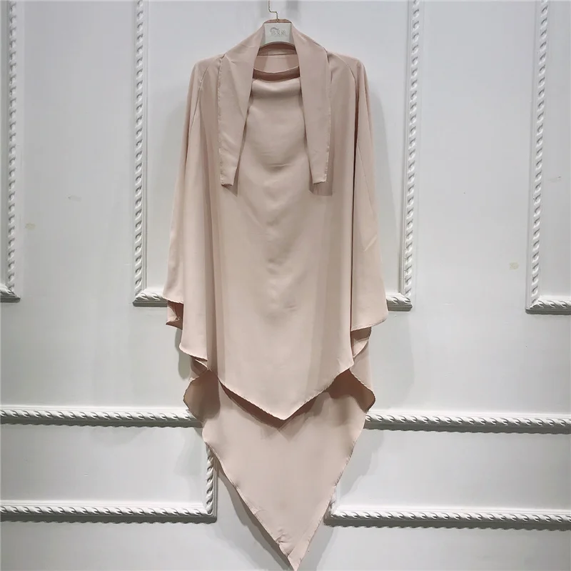 Islamic Khimar Prayer Big Scarf Full Cover Instant Chiffon Abaya Hijab With Tie Back EID Jilbab Kaftan Abaya Muslim Dress